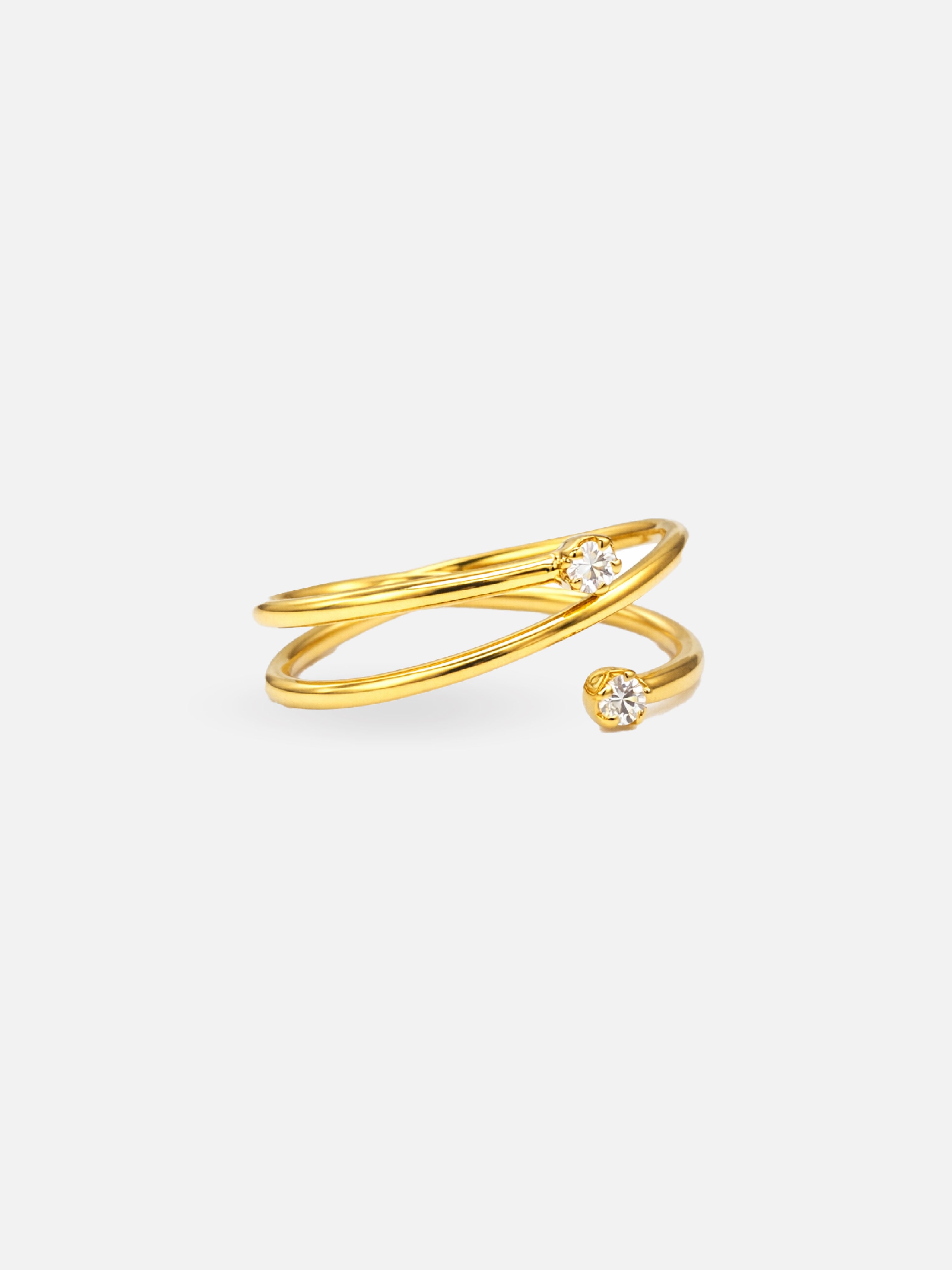 9k Gold ring with lab diamonds for everyday wear
