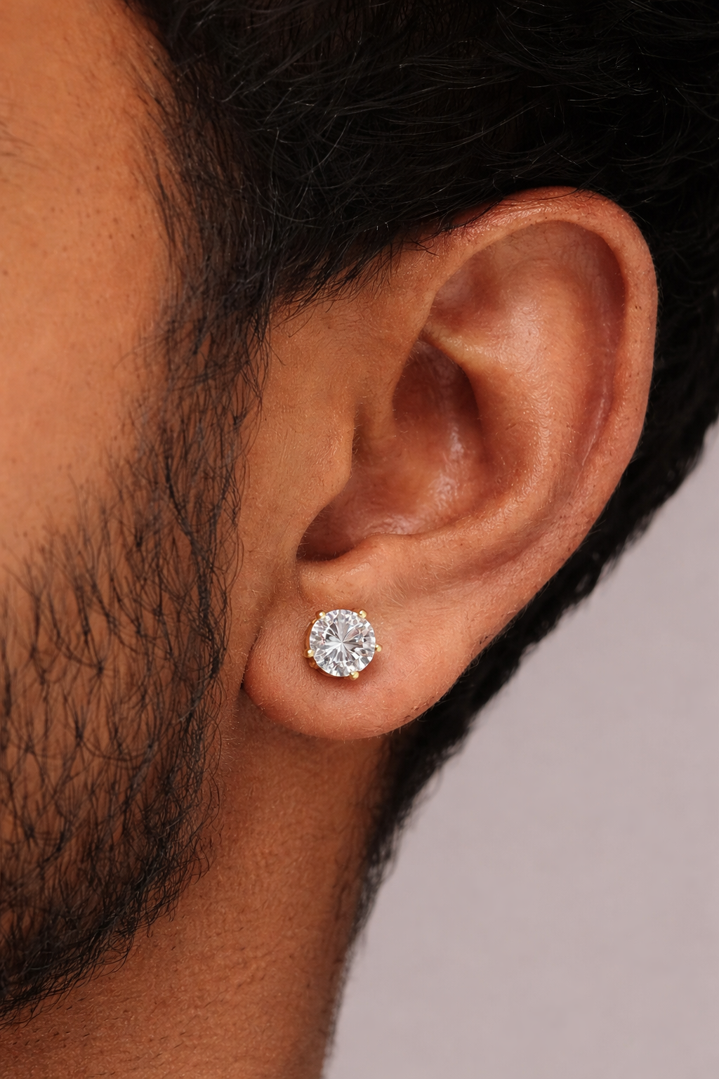 Classic Round Mens Solitaire Diamond Studs