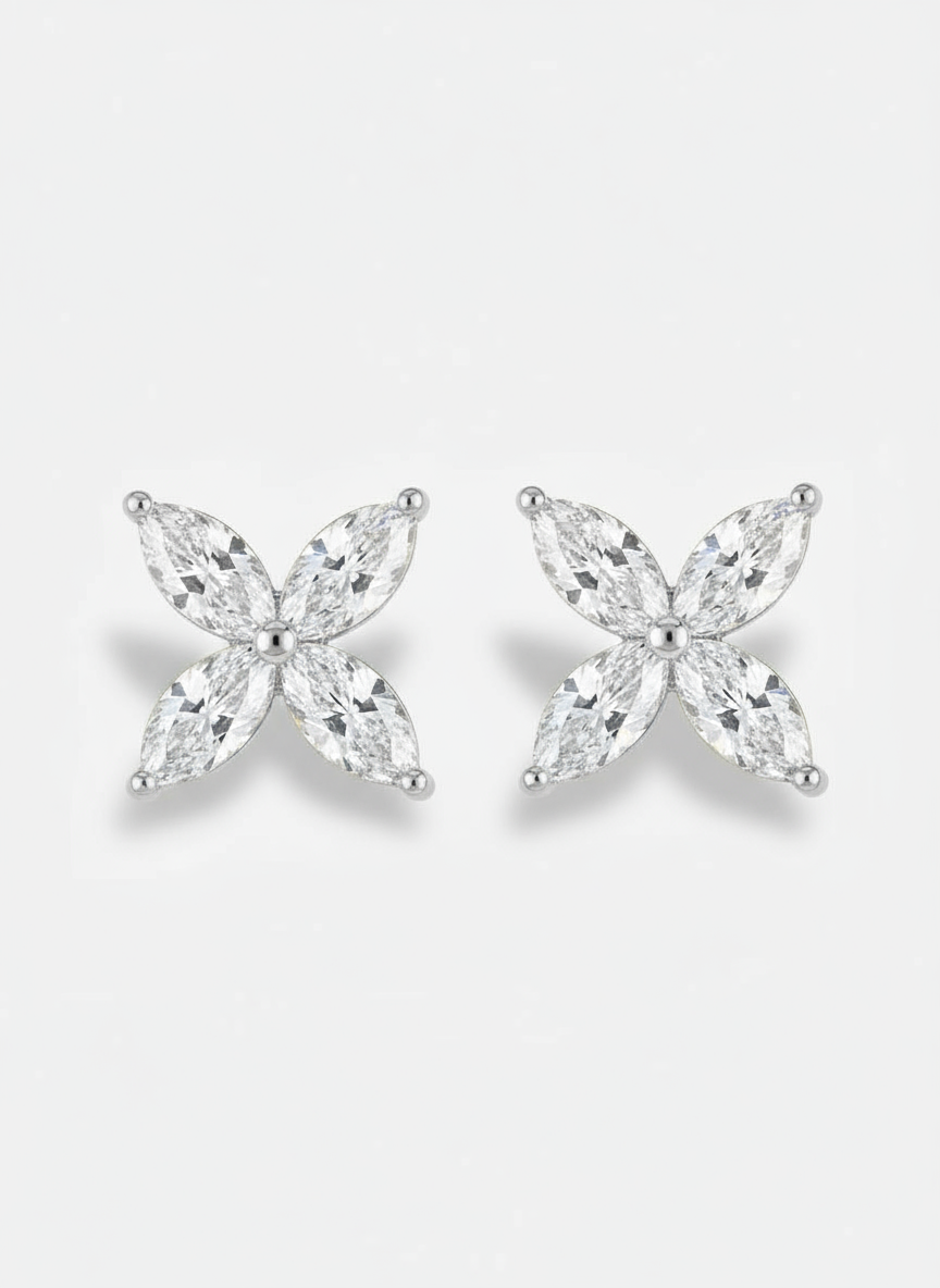 Silver Marquise earrings with lab grown diamonds