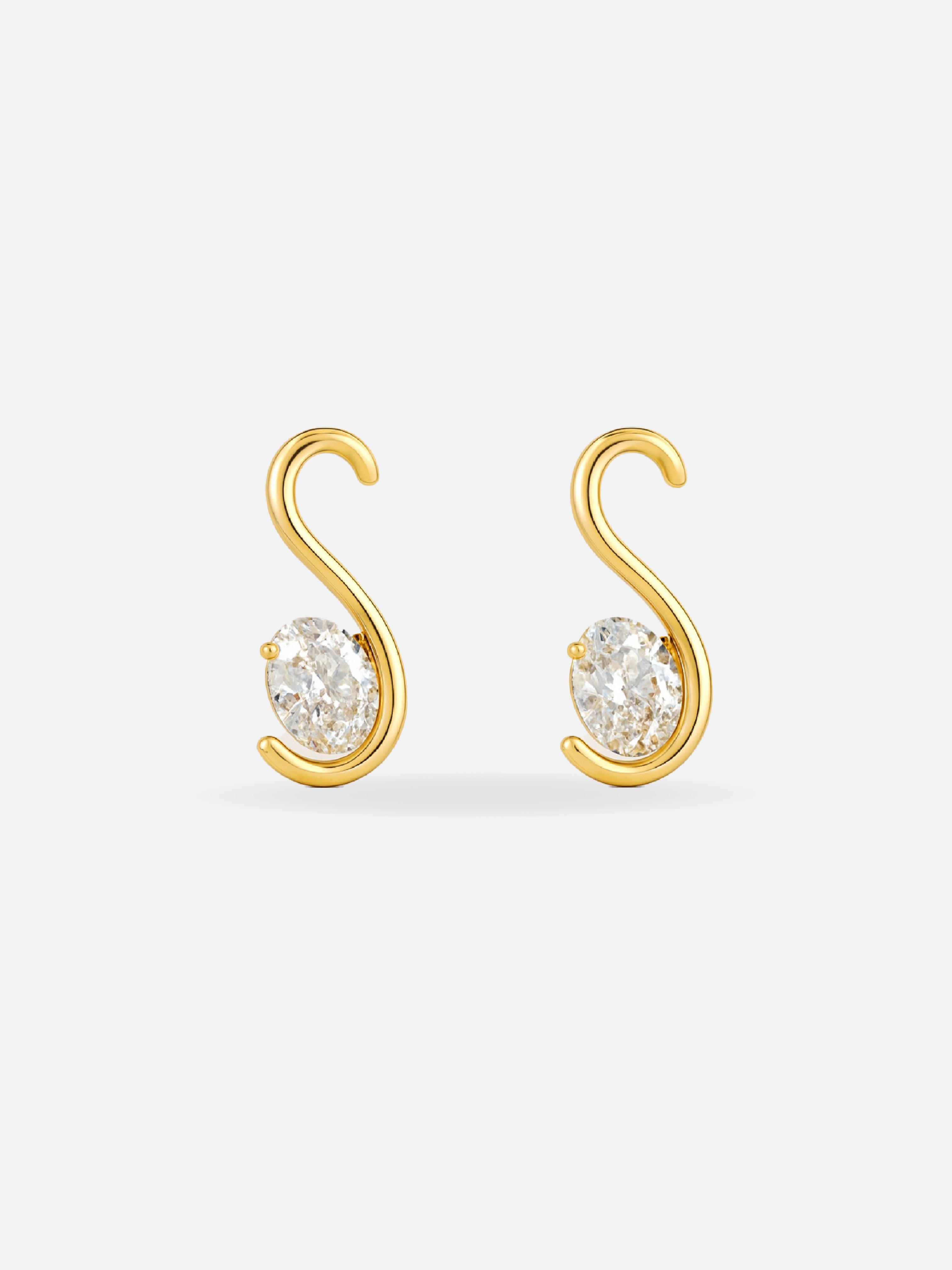 Elante's Serene Swirl Solitaire Earrings