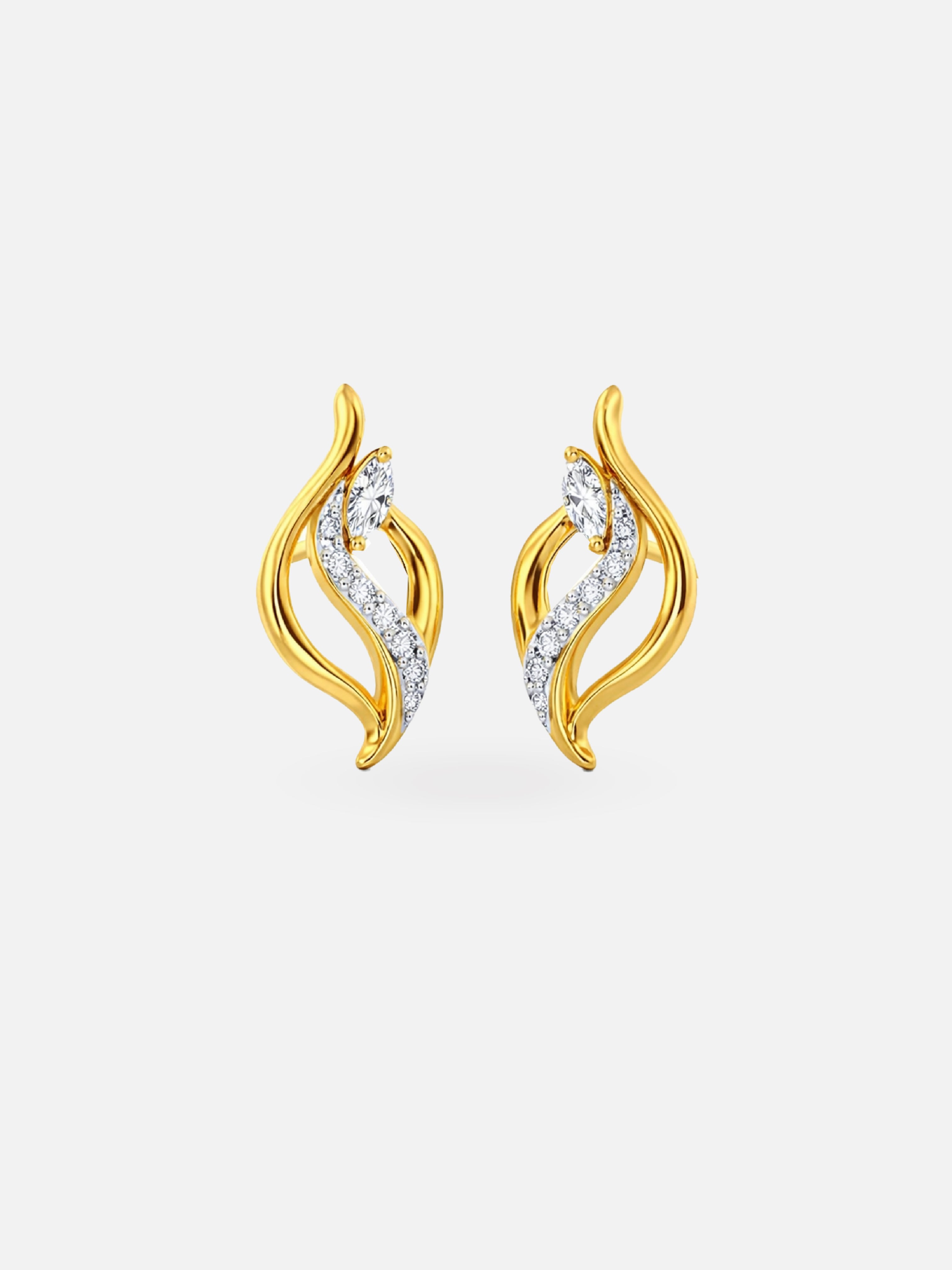 Marquise & Round Diamond S-Curve Flame Earrings