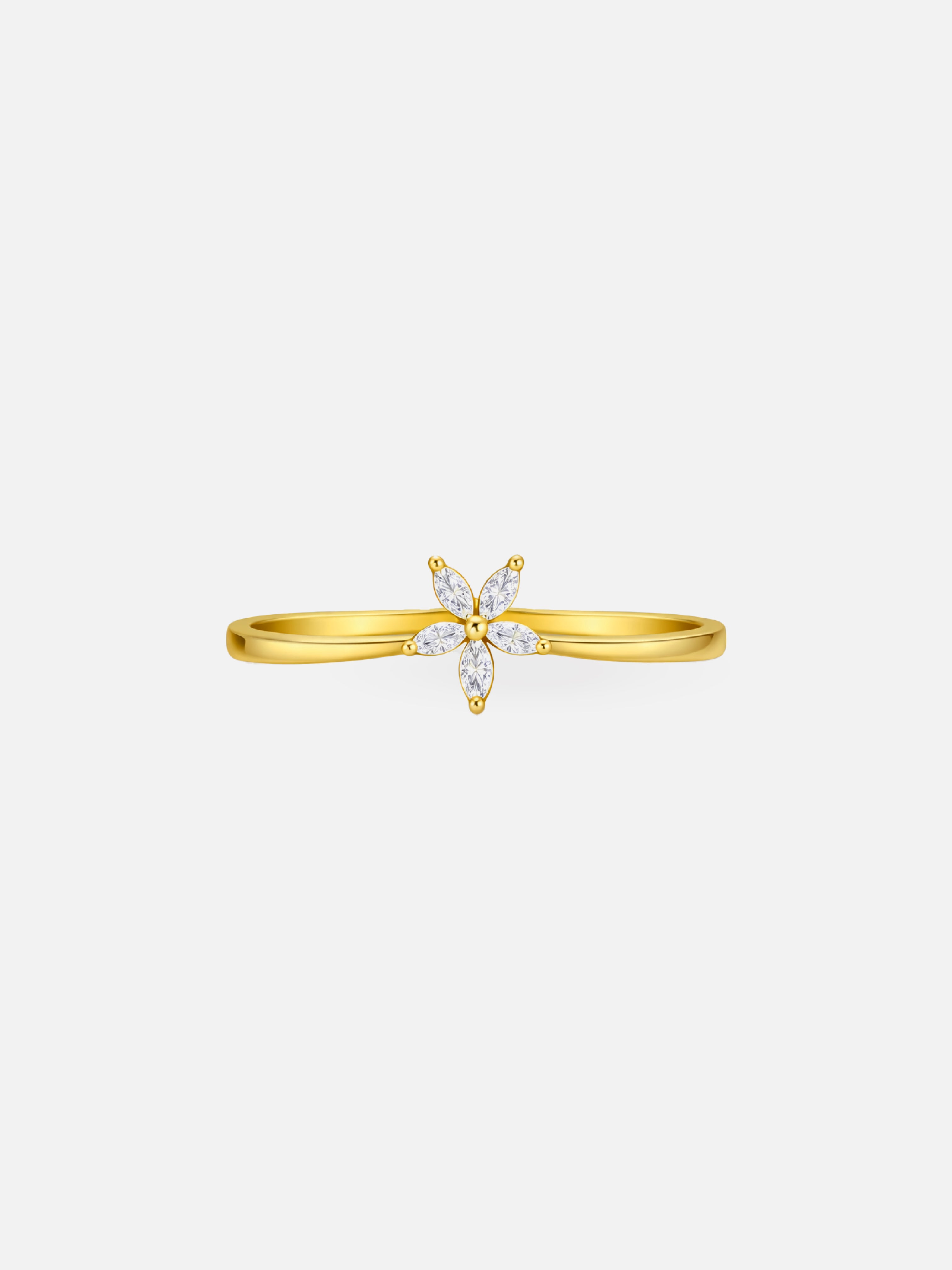 Floral Marquise Diamond Gold Ring