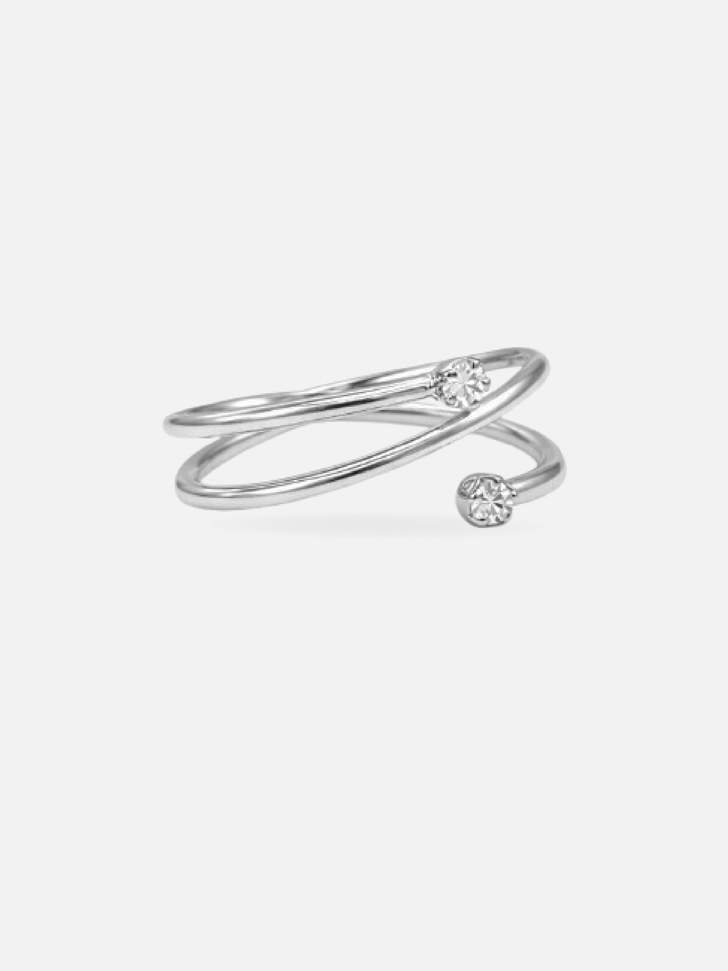 Silver Contemporary Cross Band Ring