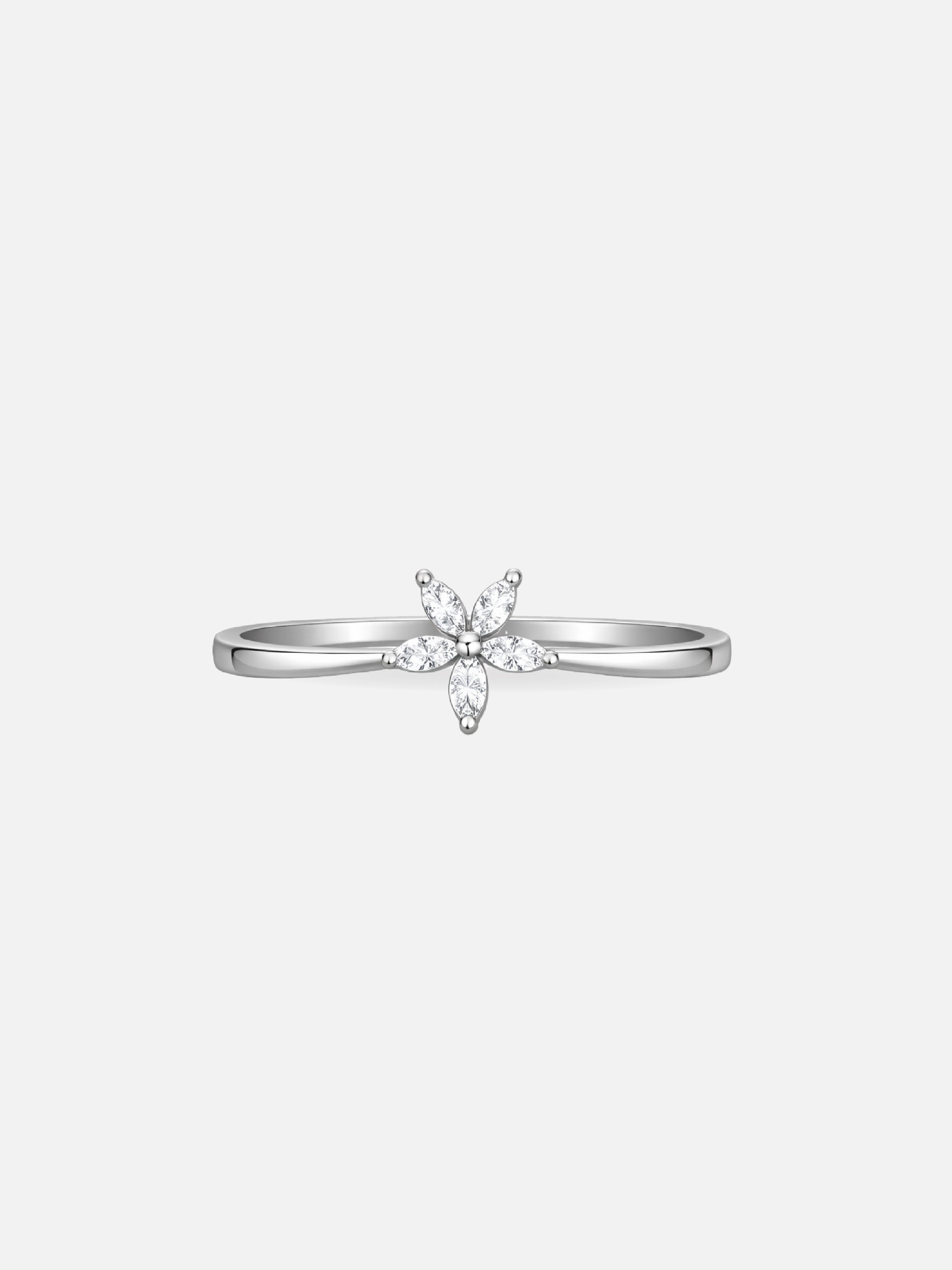 Floral Marquise Diamond Gold Ring